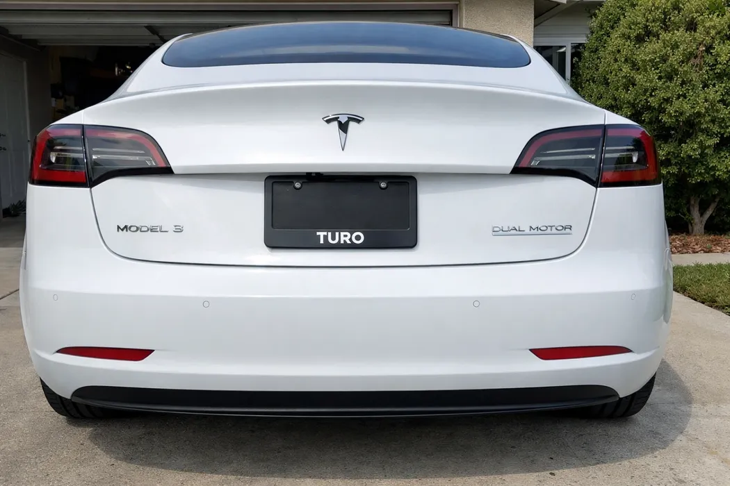 Clean Tesla Model 3 bumper before trip