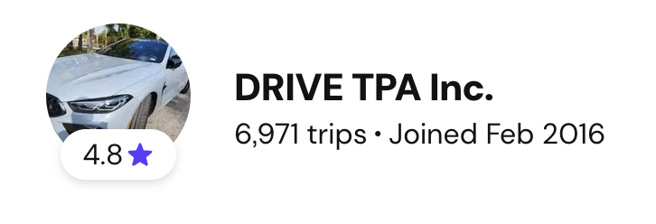 DRIVE TPA Inc. — 6,971 trips, 4.8 stars